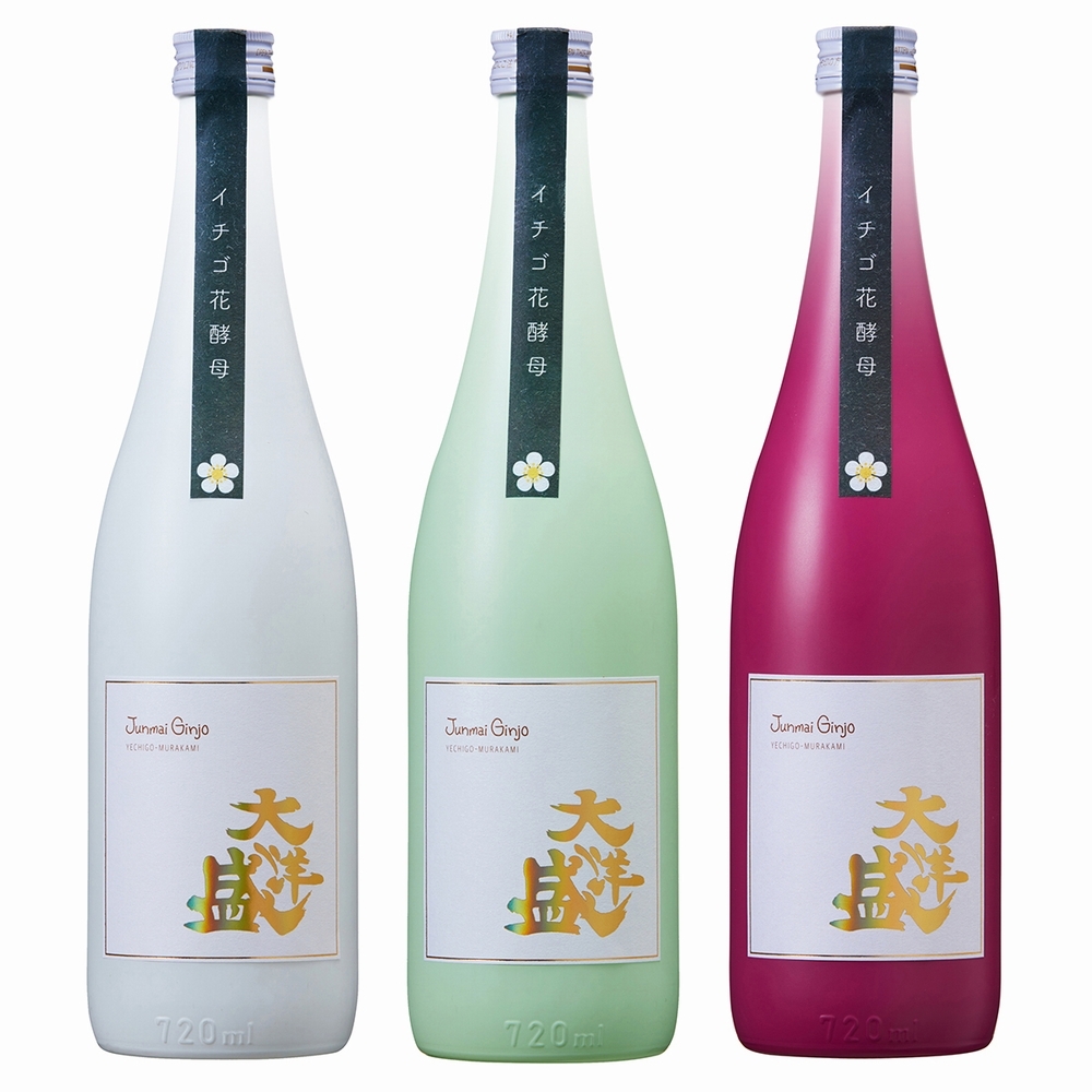 イチゴ花酵母 Junmai Ginjo Yechigo Murakami 大洋盛 7ml いずれかの瓶色品1本 3色 各1本のセット品ではございません 大洋酒造 株式会社 新潟 村上の酒蔵 大洋盛